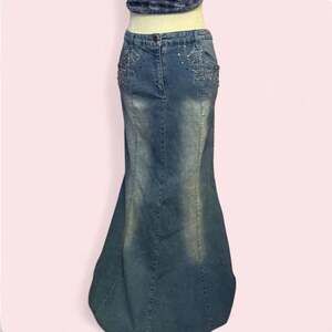 Desert Goddess Y2K Cache Rhinestone Mermaid Denim Maxi Skirt ✨🌵